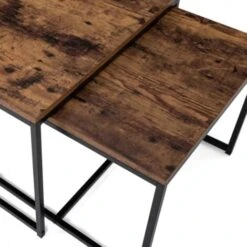 Lot De 3 Tables Basses Gigognes DAYTON 113 Cm Plateau épais Effet Vieilli Design Industriel -VIDAXL || Songmics Soldes 37540774 4