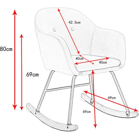 WOLTU Fauteuil à Bascule En Velours. Chaise à Bascule. Fauteuil De Relaxation Avec Pieds En Acier Et Patin En Bois. Gris Foncé 4 WOLTU Fauteuil à Bascule En Velours. Chaise à Bascule. Fauteuil De Relaxation Avec Pieds En Acier Et Patin En Bois. Gris Foncé – Image 2