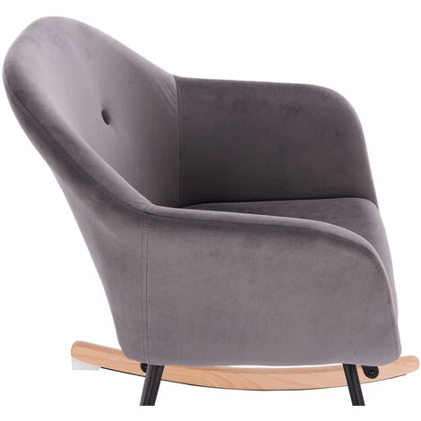 WOLTU Fauteuil à Bascule En Velours. Chaise à Bascule. Fauteuil De Relaxation Avec Pieds En Acier Et Patin En Bois. Gris Foncé 5 WOLTU Fauteuil à Bascule En Velours. Chaise à Bascule. Fauteuil De Relaxation Avec Pieds En Acier Et Patin En Bois. Gris Foncé – Image 3