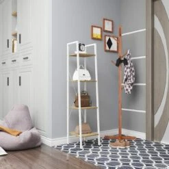 WOLTU Étagère De Rangement En Acier Et En Bois Avec 4 Tablettes. Étagère Royonnage.34x35x148cm. Blanc+chêne Clair -VIDAXL || Songmics Soldes 38232963 3