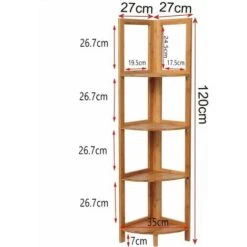 WOLTU Etagère En Bambou.Etagère De Salle De Bain/cuisine.Etagère à 4 Niveaux. 27x38x120 Cm -VIDAXL || Songmics Soldes 38233092 4
