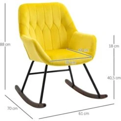 HOMCOM Fauteuil à Bascule Grand Confort Accoudoirs Assise Dossier Garnissage Mousse Haute Densité Velours Jaune -VIDAXL || Songmics Soldes 39591753 3