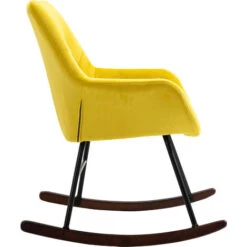 HOMCOM Fauteuil à Bascule Grand Confort Accoudoirs Assise Dossier Garnissage Mousse Haute Densité Velours Jaune -VIDAXL || Songmics Soldes 39591753 4