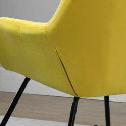 HOMCOM Fauteuil à Bascule Grand Confort Accoudoirs Assise Dossier Garnissage Mousse Haute Densité Velours Jaune -VIDAXL || Songmics Soldes 39591753 5