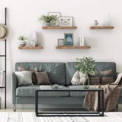 Étagères Murales, Lot De 2, Tablettes Flottantes, Suspendues, Avec Supports Cachés, Longueur 60 Cm, Pour Salle De Bain, Chambre, Toilettes, Cuisine, Bureau, Salon, HOOBRO EBF60BJ01 -VIDAXL || Songmics Soldes 40149777 2