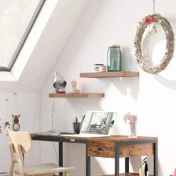 Étagères Murales, Lot De 2, Tablettes Flottantes, Suspendues, Avec Supports Cachés, Longueur 60 Cm, Pour Salle De Bain, Chambre, Toilettes, Cuisine, Bureau, Salon, HOOBRO EBF60BJ01 -VIDAXL || Songmics Soldes 40149777 3