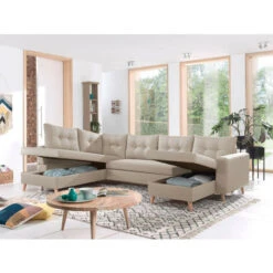 NORDIC - Canapé Scandinave D'angle Gauche Panoramique Convertible En Tissu - 299x86x188cm 9 NORDIC - Canapé Scandinave D'angle Gauche Panoramique Convertible En Tissu - 299x86x188cm -VIDAXL || Songmics Soldes 40396700 3