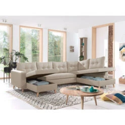 NORDIC - Canapé Scandinave D'angle Droite Panoramique Convertible En Tissu - 299x86x188cm -VIDAXL || Songmics Soldes 40398663 3