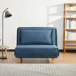 Fauteuil Banquette Convertible 1 Place ANTONE Bleu Marine -VIDAXL || Songmics Soldes 40527683 4