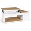 Table Basse Plateau Relevable ELEA Avec Coffre Bois Blanc Et Façon Hêtre -VIDAXL || Songmics Soldes 41828828 1