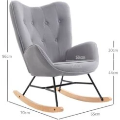 HOMCOM Fauteuil à Bascule Oreilles Rocking Chair Grand Confort Accoudoirs Assise Dossier Garnissage Mousse Haute Densité Aspect Velours Gris -VIDAXL || Songmics Soldes 42183143 3