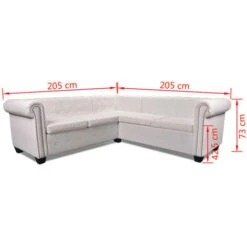 Canapé D'angle Chesterfield 5 Plc Cuir Artificiel Blanc VidaXL -VIDAXL || Songmics Soldes 4219409 3