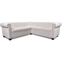 Canapé D'angle Chesterfield 5 Plc Cuir Artificiel Blanc VidaXL -VIDAXL || Songmics Soldes 4219409 4