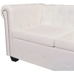 Canapé D'angle Chesterfield 5 Plc Cuir Artificiel Blanc VidaXL -VIDAXL || Songmics Soldes 4219409 5