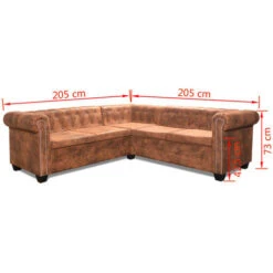 Canapé D'angle Chesterfield 5 Plcs Cuir Artificiel Marron VidaXL -VIDAXL || Songmics Soldes 4219411 3