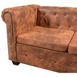 Canapé D'angle Chesterfield 5 Plcs Cuir Artificiel Marron VidaXL -VIDAXL || Songmics Soldes 4219411 5