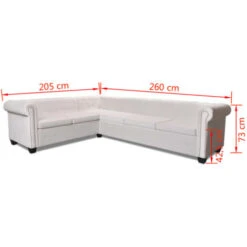 Canapé D'angle Chesterfield 6 Places Cuir Artificiel Blanc VidaXL -VIDAXL || Songmics Soldes 4219412 3