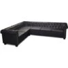 Canapé D'angle Chesterfield 6 Places Cuir Artificiel Noir VidaXL -VIDAXL || Songmics Soldes 4219413 1