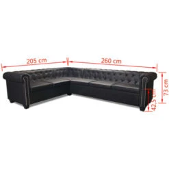 Canapé D'angle Chesterfield 6 Places Cuir Artificiel Noir VidaXL -VIDAXL || Songmics Soldes 4219413 3