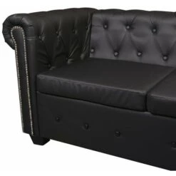 Canapé D'angle Chesterfield 6 Places Cuir Artificiel Noir VidaXL -VIDAXL || Songmics Soldes 4219413 5