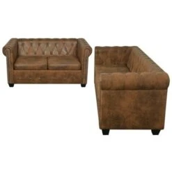 Ensemble De Canapé Chesterfield à 2 Et 3 Places Marron VidaXL 10 Ensemble De Canapé Chesterfield à 2 Et 3 Places Marron VidaXL -VIDAXL || Songmics Soldes 4262522 4