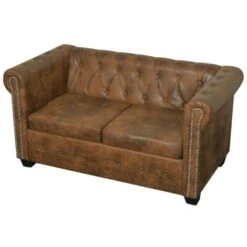 Ensemble De Canapé Chesterfield à 2 Et 3 Places Marron VidaXL 11 Ensemble De Canapé Chesterfield à 2 Et 3 Places Marron VidaXL -VIDAXL || Songmics Soldes 4262522 5