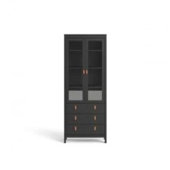 Vitrine Salon 199 Cm Noir Mat Avec Deux Portes Et Trois Tiroirs Noir -VIDAXL || Songmics Soldes 42682853 4