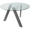 Dmora Table Basse Avec Plateau Rond, Table De Salon, Table Basse Design Avec Plateau En Verre Trempé, 120x120h75 Cm, Couleur Transparente, Avec Emballage Renforcé -VIDAXL || Songmics Soldes 42832868 1