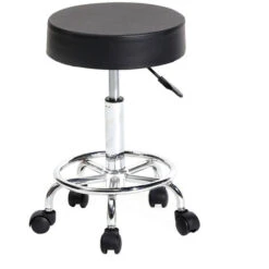 Tabouret Rond Pied Rond Tabouret Noir -VIDAXL || Songmics Soldes 43308366 5