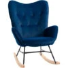 HOMCOM Fauteuil à Bascule Oreilles Rocking Chair Grand Confort Accoudoirs Assise Dossier Garnissage Mousse Haute Densité Aspect Velours Bleu -VIDAXL || Songmics Soldes 43542680 1
