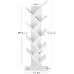 VASAGLE Étagère à 8 Niveaux Pour Livres En Forme Arbre Bibliothèque En Bois Pour Salon, Bureau, Blanc Par SONGMICS LBC11WTV1 -VIDAXL || Songmics Soldes 45295147 5