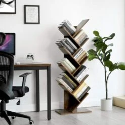 VASAGLE Étagère à 8 Niveaux, Bibliothèque, Style Industriel, Meuble De Rangement, En Forme Arbre, Pour Salon, Bureau, Brun Rustique Par SONGMICS LBC11BX -VIDAXL || Songmics Soldes 45295223 2
