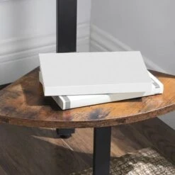 VASAGLE Bibliothèque D'angle Rétro, Étagère D'angle, Rangement, Montage Facile, Avec Cadre Métallique, Pour Salon, Maison, Bureau, Rétro, Noir, Marron Par SONGMICS -VIDAXL || Songmics Soldes 45295290 4