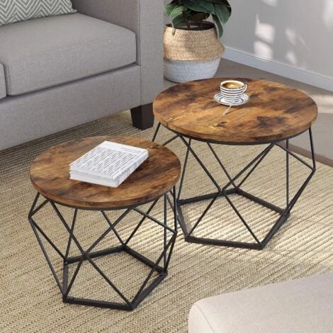 VASAGLE Tables Basses, Lot De 2, Tables D'appoint, Tables De Salon, Bouts De Canapé, Cadre En Acier Robuste, Pour Salon, Chambre, Style Industriel, Marron Rustique Et Noir Par SONGMICS LET040B01 3 VASAGLE Tables Basses, Lot De 2, Tables D'appoint, Tables De Salon, Bouts De Canapé, Cadre En Acier Robuste, Pour Salon, Chambre, Style Industriel, Marron Rustique Et Noir Par SONGMICS LET040B01