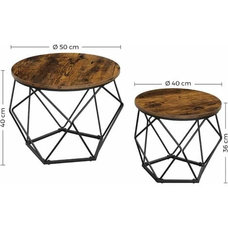 VASAGLE Tables Basses, Lot De 2, Tables D'appoint, Tables De Salon, Bouts De Canapé, Cadre En Acier Robuste, Pour Salon, Chambre, Style Industriel, Marron Rustique Et Noir Par SONGMICS LET040B01 7 VASAGLE Tables Basses, Lot De 2, Tables D'appoint, Tables De Salon, Bouts De Canapé, Cadre En Acier Robuste, Pour Salon, Chambre, Style Industriel, Marron Rustique Et Noir Par SONGMICS LET040B01 – Image 5