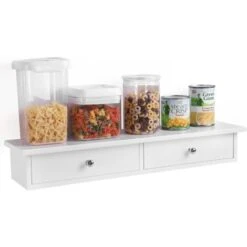 Songmics Étagère Murale 2 Tiroirs Meuble D’entrée De Rangement Armoire à Clés Porte-clés Panneaux De MDF Couleur Blanche LWS65WT -VIDAXL || Songmics Soldes 45295585 2