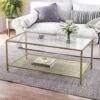VASAGLE Table Basse, Table De Salon, Avec Dessus En Verre, étagère En Maille, Cadre En Métal, Stable, Pour Salon, Doré Et Transparent Par SONGMICS LGT031A01 -VIDAXL || Songmics Soldes 45295706 1