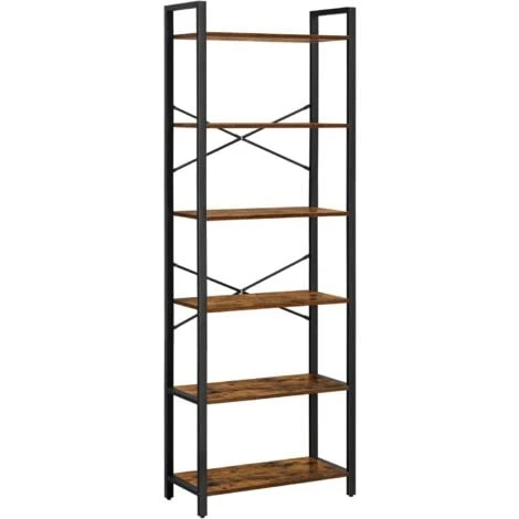 VASAGLE Étagère à 6 Niveaux, Bibliothèque Avec Structure En Acier, Pour Salon, Bureau, Entrée, Hauteur 186 Cm, Style Industriel, Marron Rustique Et Noir Par SONGMICS LLS062B01 4 VASAGLE Étagère à 6 Niveaux, Bibliothèque Avec Structure En Acier, Pour Salon, Bureau, Entrée, Hauteur 186 Cm, Style Industriel, Marron Rustique Et Noir Par SONGMICS LLS062B01 – Image 2