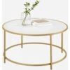 VASAGLE Table Basse Ronde, Table De Salon Avec Dessus En Panneaux, Cadre En Métal Doré, Montage Facile, Style Moderne, Doré Et Blanc Par SONGMICS LCT091A10 -VIDAXL || Songmics Soldes 45295870 1
