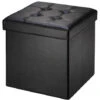 Pouf De Rangement En Cuir Siège Repose-pieds Pliable Pouf Supportant Jusqu'à 120Kg Noir -VIDAXL || Songmics Soldes 45322458 1