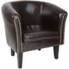 Fauteuil Chesterfield Avec Repose Pied En Synthétique Avec éléments Décoratifs En Cuivre Chaise Cabriolet Tabouret Pouf Meuble De Salon Marron -VIDAXL || Songmics Soldes 45754436 1