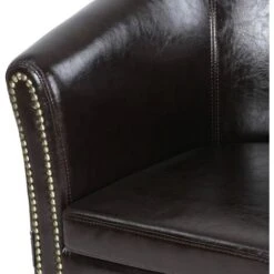 Fauteuil Chesterfield Avec Repose Pied En Synthétique Avec éléments Décoratifs En Cuivre Chaise Cabriolet Tabouret Pouf Meuble De Salon Marron -VIDAXL || Songmics Soldes 45754436 4