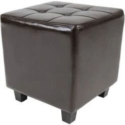 Fauteuil Chesterfield Avec Repose Pied En Synthétique Avec éléments Décoratifs En Cuivre Chaise Cabriolet Tabouret Pouf Meuble De Salon Marron -VIDAXL || Songmics Soldes 45754436 5