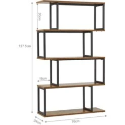 Bibliothèque-Étagère De Rangement-Bibliothèque à 5 Niveaux, Style Industriel, Pour Salon, Chambre, Bureau,en Métal, Marron-Meerveil -VIDAXL || Songmics Soldes 45769309 5