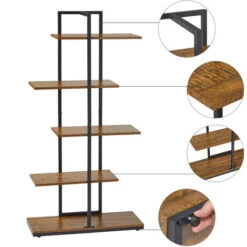 Bibliothèque-Étagère De Rangement Au Sol-Bibliothèque à 5 Niveaux En Quinconce, Présentoir, Style Industriel Vintage,Marron-Meerveil 10 Bibliothèque-Étagère De Rangement Au Sol-Bibliothèque à 5 Niveaux En Quinconce, Présentoir, Style Industriel Vintage,Marron-Meerveil -VIDAXL || Songmics Soldes 45769350 5