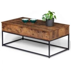 Table Basse Plateau Relevable DAYTON Effet Vieilli Design Industriel -VIDAXL || Songmics Soldes 45779186 4