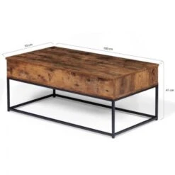 Table Basse Plateau Relevable DAYTON Effet Vieilli Design Industriel -VIDAXL || Songmics Soldes 45779186 5