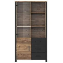 Vitrine Large Design Collection DARWIN. Couleur épicéa Et Noir. 2 Portes, 3 Tiroirs, 3 Niches -VIDAXL || Songmics Soldes 46304147 2