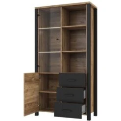 Vitrine Large Design Collection DARWIN. Couleur épicéa Et Noir. 2 Portes, 3 Tiroirs, 3 Niches -VIDAXL || Songmics Soldes 46304147 3