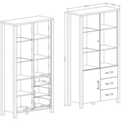 Vitrine Large Design Collection DARWIN. Couleur épicéa Et Noir. 2 Portes, 3 Tiroirs, 3 Niches -VIDAXL || Songmics Soldes 46304147 5